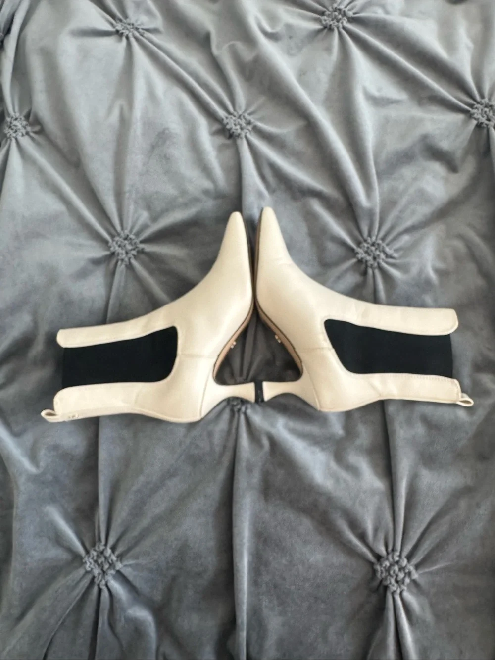 Sam Edelman Cream Leather Mid-Heel Chelsea Boots